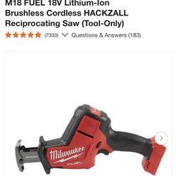 Milwaukee M18 FUEL 18V Lithium-Ion Brushless Cordless HACKZALL Reciprocating Saw (Tool-Only)