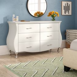  Modern and Contemporary White Faux Leather 6-Drawer Dresser(New)