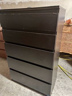 IKEA kullen 5 Drawer Tall Dresser Black-Brown