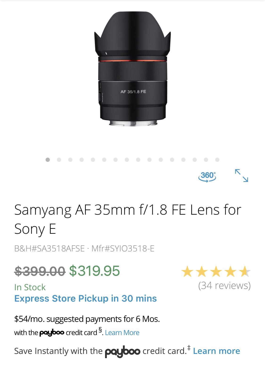 Full Frame Lens E-Mount Samyang AF 35mm/f 1.8 FE