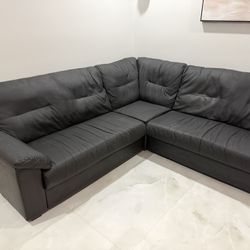 IKEA Black Leather Couch 