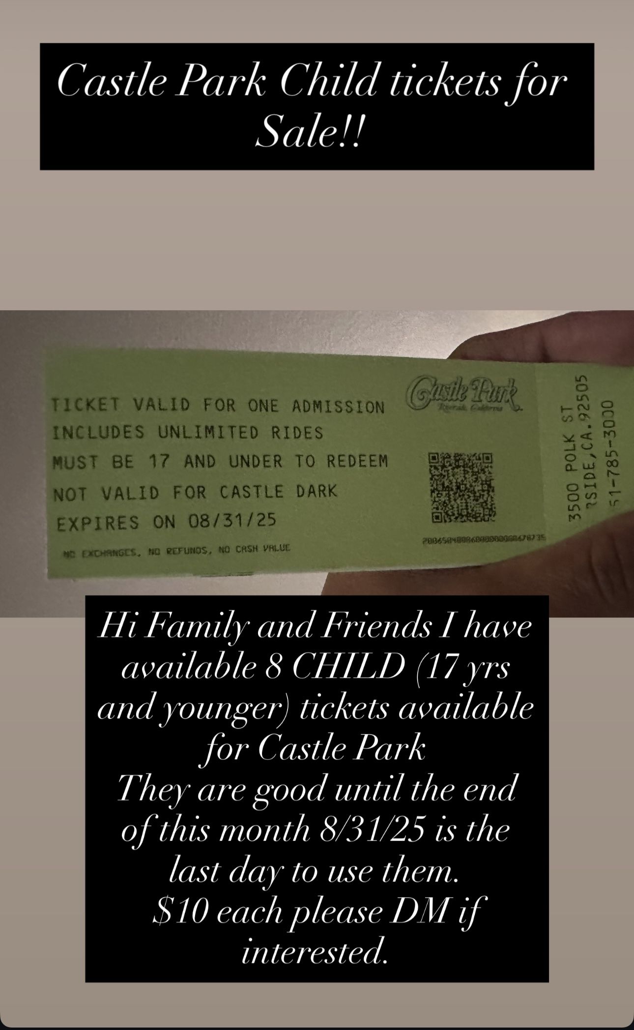 Castle Park child Tickets