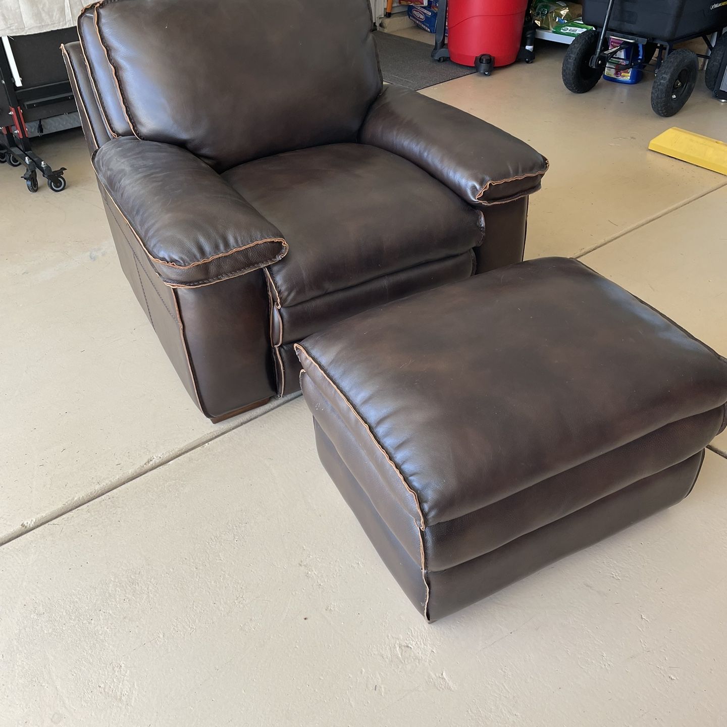 Like New Leather Chair & Ottoman 