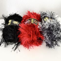 3 Skeins Lion Brand Fun Fur Yarn