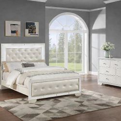 White Easternking Bed w/ Dresser (Mattress is not Included)