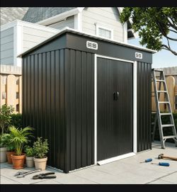 8x4ft Metal Shed, Sliding Door Galvarized Steel Shed with Lock Hole, Air Vents & Threshold, Outdoor Garden fool
Shed