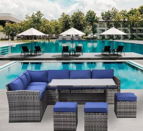 Brand New Inside The Box Patio Sofa And Three Ottomans Patio Table Dining Table Not Included Only Patio Sofa And Three Ottomans Brand New Patio Set