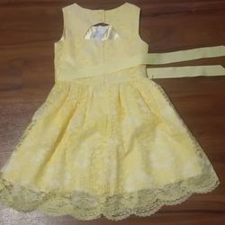 Girls Lace Fit And Flare Dress - yellow