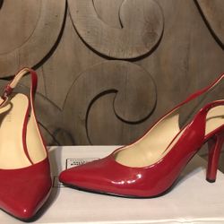 Nine West Red Patten Heels!  Worn One Time!