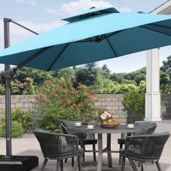 PURPLE LEAF Double Top 360 Degree Rotation 10x10ft Square Patio Classic Umbrella