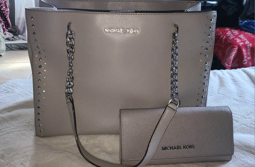 Michael Kors Large Gray Studded Purse