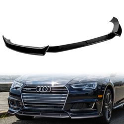 For 2017-2019 Audi A4 S4 B9 S-Line Painted BLK Front Bumper Splitter Spoiler Lip -(2-PU-403-PBK