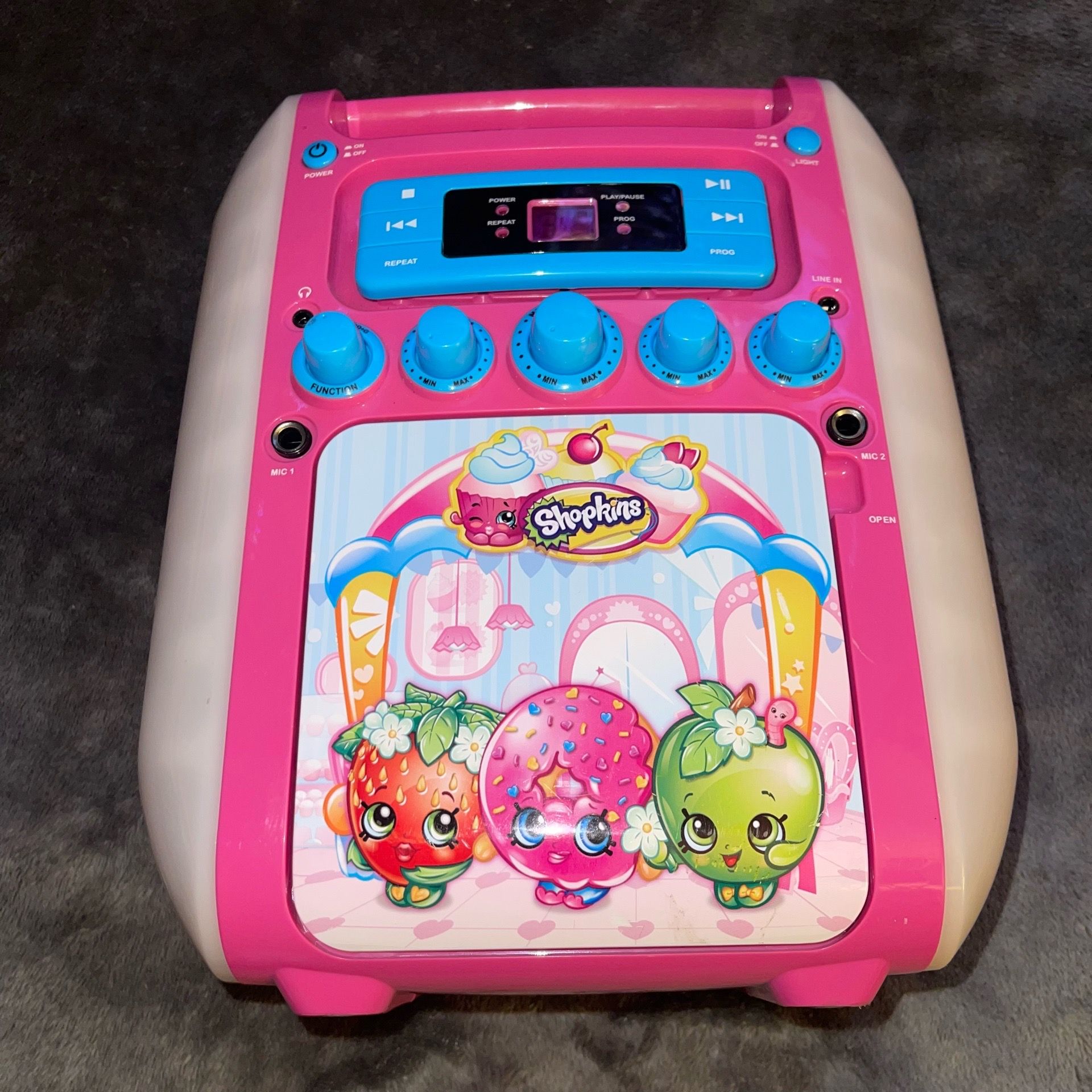 Shopkins Portable singing Karaoke Machine SPK Sprinkle Party Bluetooth w Mic CD