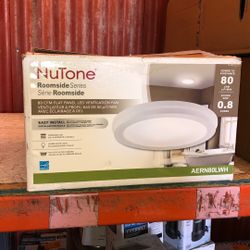 Broan-NuTone Roomside Series Decorative White 80 CFM Ceiling Bathroom Exhaust Fan with Round LED Panel and Beveled Frame ENERGY STAR