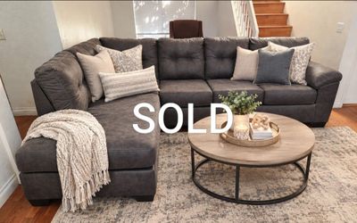 Ashley Furniture Dark Gray Sectional with Chaise!