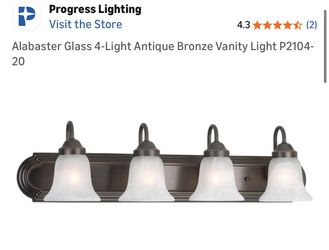 Alabaster Glass 4-Light Antique Bronze Vanity Light P2104-20