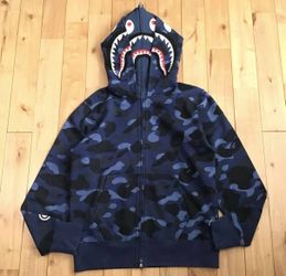 Bape shark blue camo hoodie Sizes S/M/L/XL
