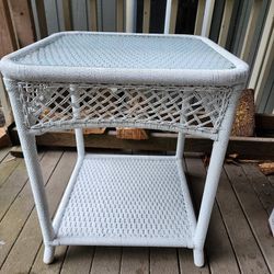 Square Rattan And Glass Table