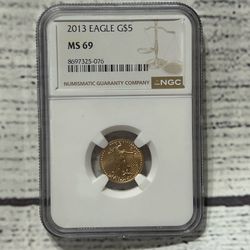 NGC 2013 MS69 $5 GOLD AMERICAN EAGLE 1/10 Oz