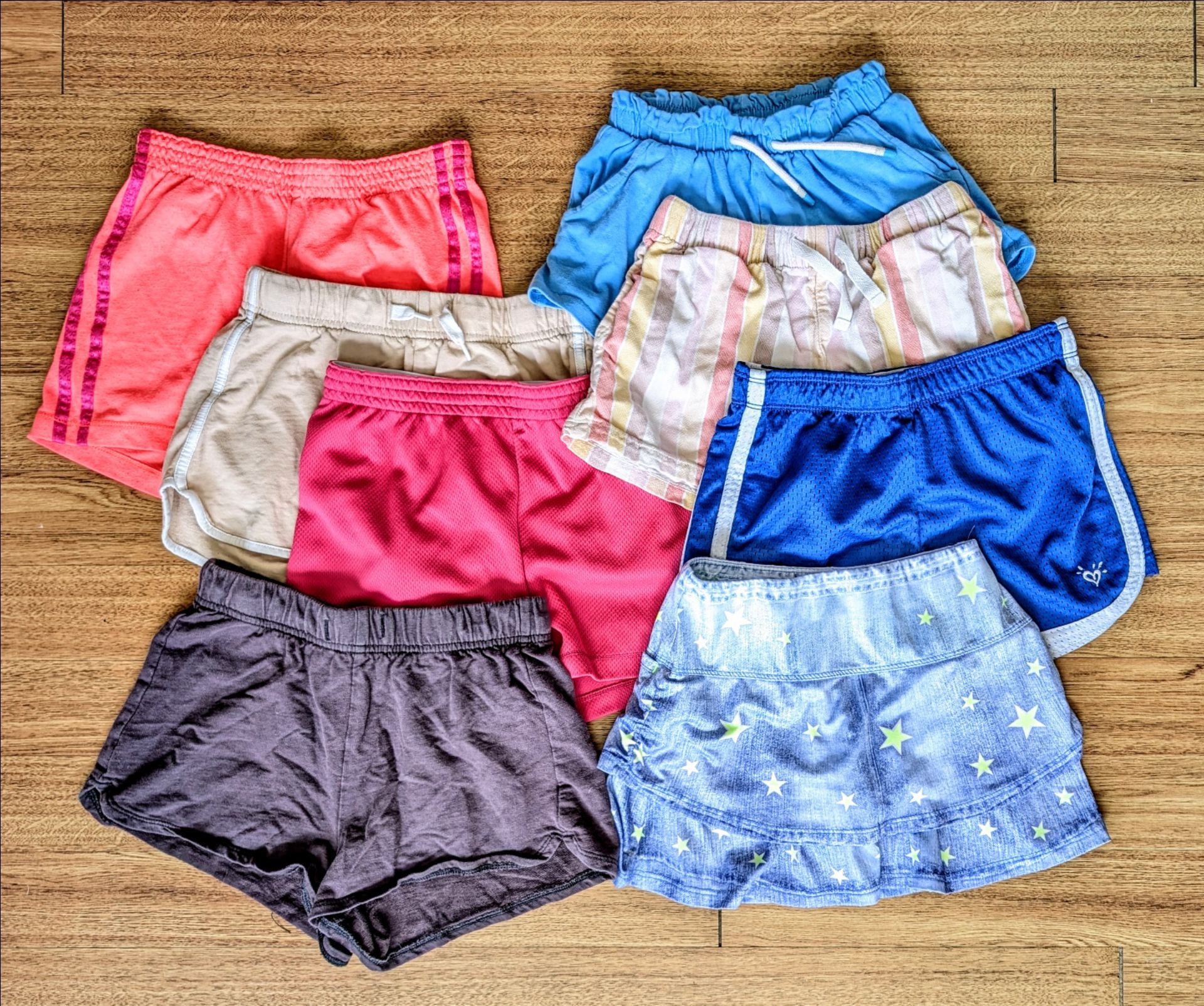 Lot of 8 Girls Sporty Sweat Shorts H&M Justice Spring Summer Medium Size 7/8