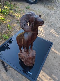 15"Tall Hand Carved Ironwood Large Ram 