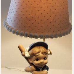 Vintage  RARE 1974 Atlantic Mold Ceramic Figurine Baseball  girl 12" Lamp