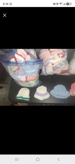 Handknit Baby Beanies Lot