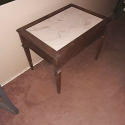 Wood and Marble End Table