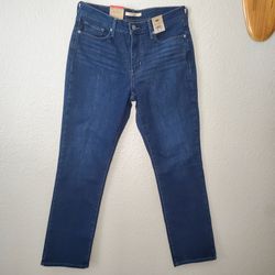 NWT Levis Classic Straight Womens Denim Jeans - 8 Medium W29 L30- Blue Stretch