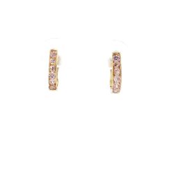 Ladies 14k Yellow Gold Pink Ice Huggie Hoop Earrings 11059388