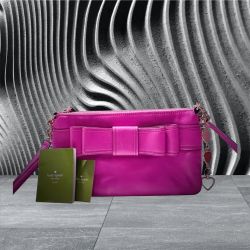 Y2K Kate Spade pink soft leather Crossbody Bag with strawberry keychain