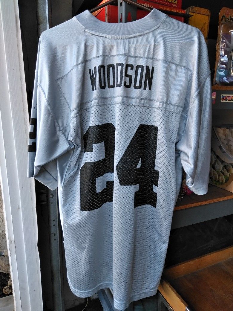 LAS VEGAS RAIDERS CHARLES WOODSON REEBOK EQUIPMENT NFL JERSEY