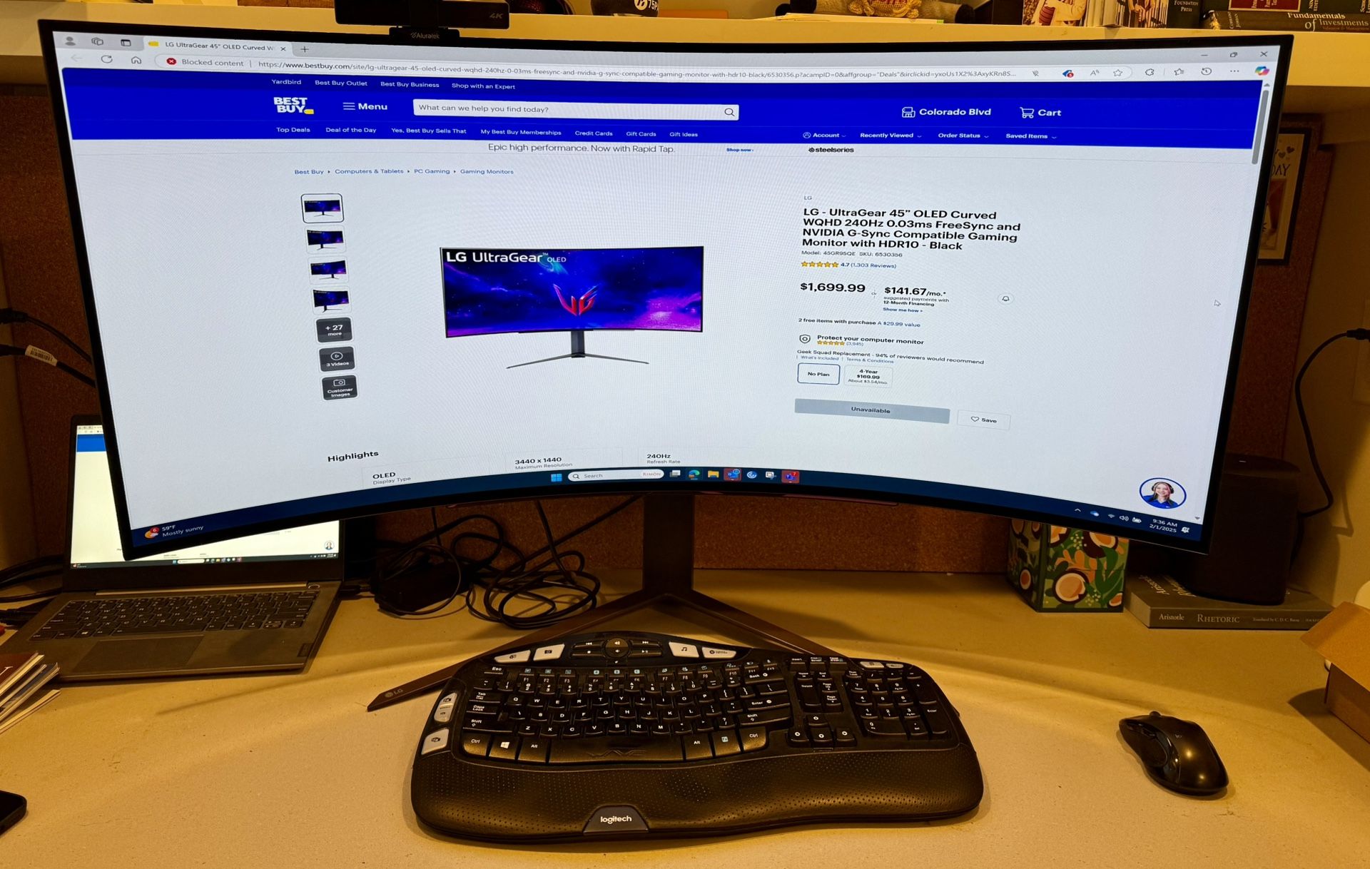 45" UltraGear™ OLED WQHD 240Hz 0.03ms G-Sync Compatible 800R Curved Gaming Monitor