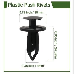 50 PCS 9mm Car Push Retainer Clips, Nylon Fender Bumper Fastener Honda Acura