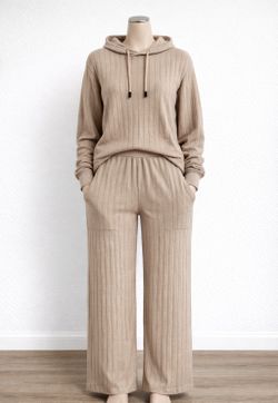 Casual ribbed two-piece set// Set De Dos Piezas Para Mujer