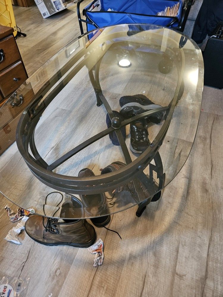 Nice LIVING Room Table Set Coffee Table AND Two Matching Glaass End Table s