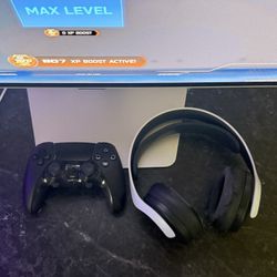 Sony PULSE 3D Wireless Headset for PlayStation 5, White & Sony PS5 DualSense Edge Wireless Controller - Midnight Black