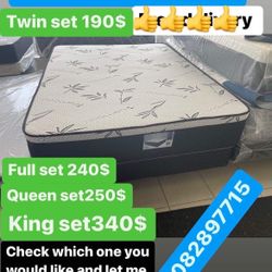 Huge sale for Mattress And Box Twin size mattress and box 150.$ full 190$ Queen 200$ king 290$. free delivery free set up 708….280….7715… cash or Zell