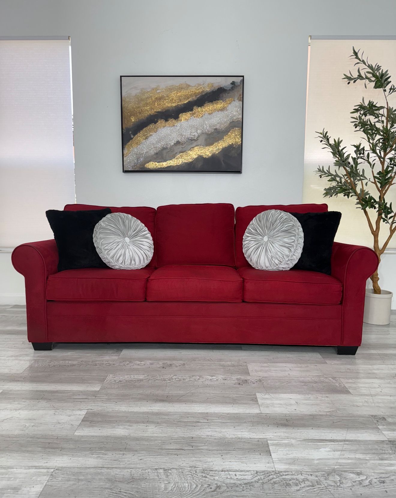 Red Microfiber Sofa