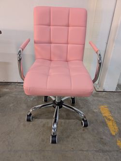 Vibrant Pink Quilted Swivel Desk Chair