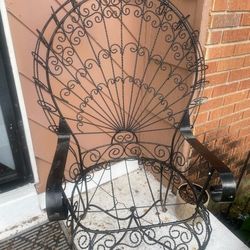 Vintage Wrought Iron Peacock Chair 