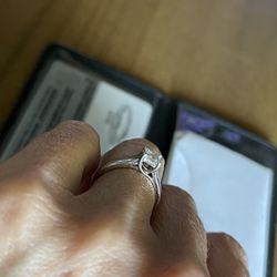 Diamond Engagement Ring - Size 5.5 - White 14K Gold - Diamond 0.05