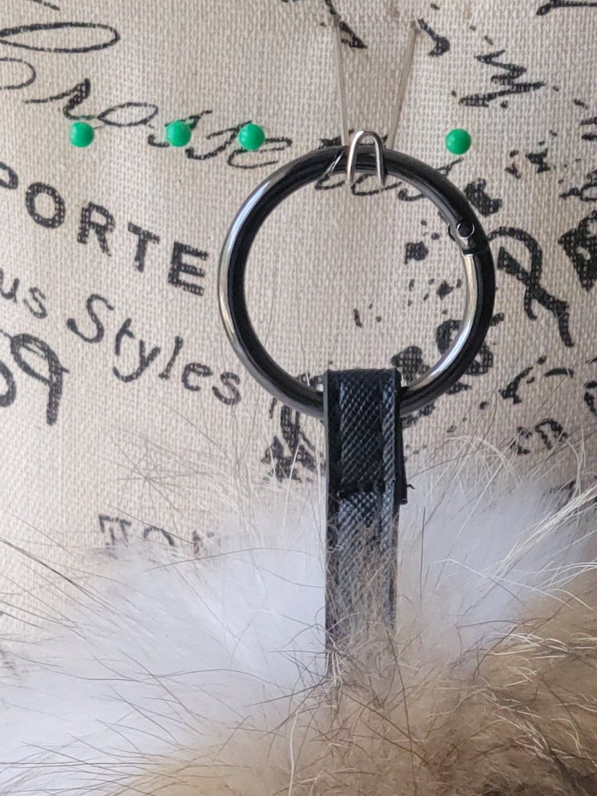 8 1/2" Long Real Fur 7 1/2" Pom Pom Keychain + 2 Real Fur Freebies