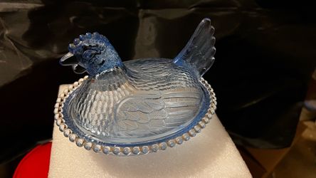 Indiana Glass Cornflower Blue “Hen on Nest”
