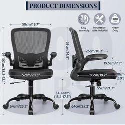 🥨Office Chair, Ergonomic Desk Chair with Adjustable Height and Lumbar Support Swivel Lumbar Support Desk Computer Chair with Flip up Armrests