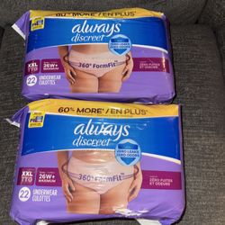 (2)Always Discreet Form Fit Pull Up Underwear for Women 22 CT, Size XXL 26W+ New