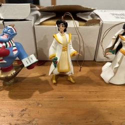 Lot of 3 Disney First Addition Aladdin & Jasmine Christmas Ornaments