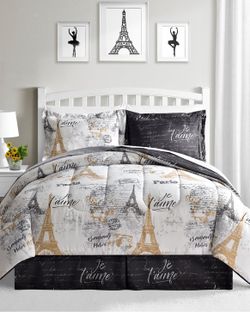 Paris theme California king size 8 pieces comforter set brand new