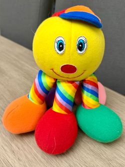 Jolly Toys Rainbow Plush Octopus with Chime, Vintage  1995