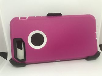 For iPhone 8 Plus (5.5”) pink white belt clip case